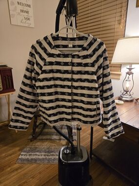 Christopher & Banks Navy Striped Button Up Jacket -NWT